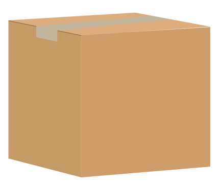 brown closed carton delivery packaging box isolated on white background. paper box sign. blank cardboard box.
