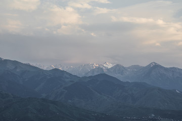 scenic sunset in the mountains,Zailiysky Alatau, Kazakhstan, Almaty