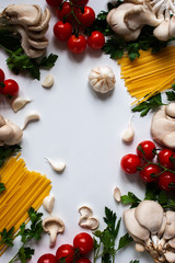 Vegetables on a white background. Ingredients for paste preparation.