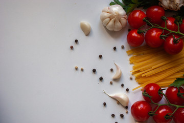 Vegetables on a white background. Ingredients for paste preparation.