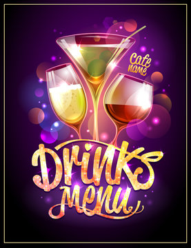 Drinks menu cover vector design