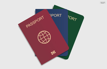Set of passport on white background. Vector.