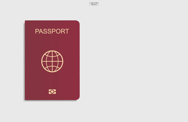 Fototapeta premium Red passport on white background. Vector.