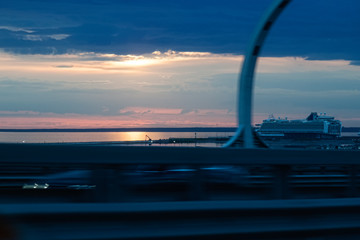 Sunset view from the car window