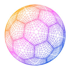 Illustration vectorielle de ballon de football grille filaire coloré