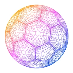 Photo sur Aluminium Sports de balle Illustration vectorielle de ballon de football grille filaire coloré