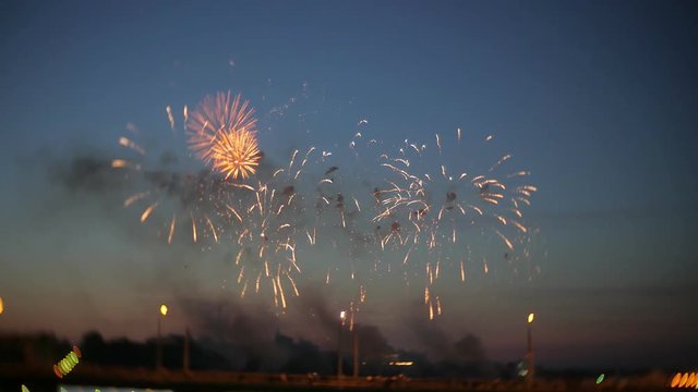 beautiful fireworks show in the night sky