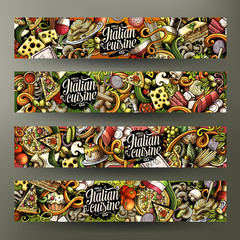 Cartoon hand-drawn doodles italian food banners