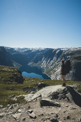 Woman overlooking a Norwegian fjord