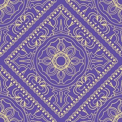 pattern with floral mandala, decorative border. seamless design for print fabric. Ornamental Vector Background.