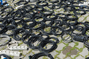 Stage equipment lying on the floor