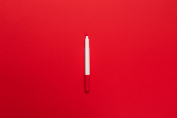 Top view of  ballpoint pen  on colored background