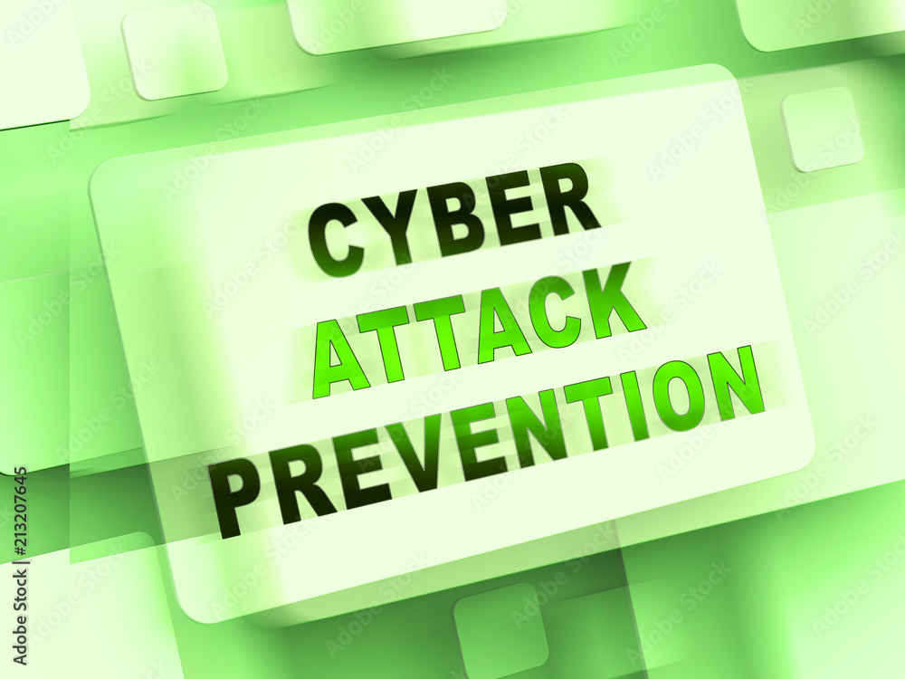 Poster cyber attack prevention security firewall 3d rendering