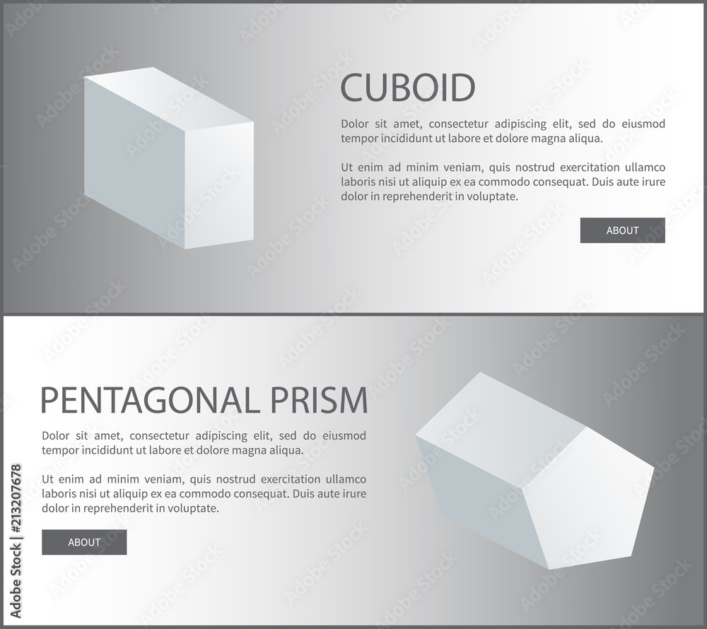 Poster cuboid and pentagonal prism vector 3d shaped web
