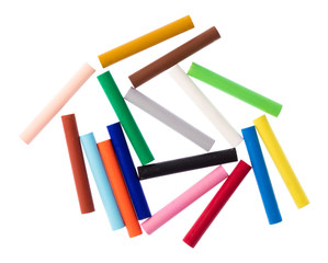 Colorful chalk isolated on white background.