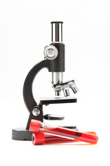 laboratory, microscope and glass tubes