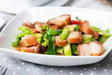 Crispy Pork Belly Stir Fry With Chinese Kale