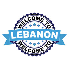 Welcome to Lebanon blue black rubber stamp illustration vector on white background