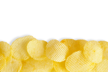 potato chips isolated on white background with clipping path
