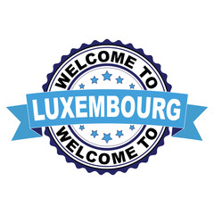 Welcome to Luxembourg blue black rubber stamp illustration vector on white background