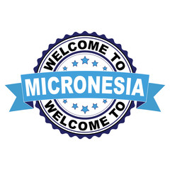 Welcome to Micronesia blue black rubber stamp illustration vector on white background