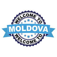 Welcome to Moldova blue black rubber stamp illustration vector on white background
