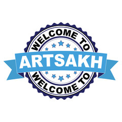 Welcome to Artsakh blue black rubber stamp illustration vector on white background