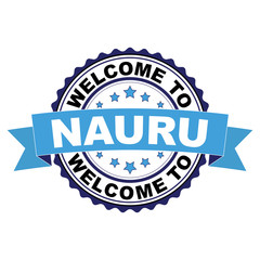 Obraz premium Welcome to Nauru blue black rubber stamp illustration vector on white background