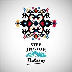 Colorful decorative element on native ethnic style