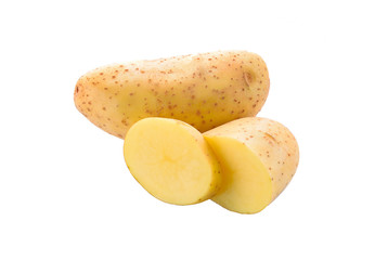 Potatoes on a white background.