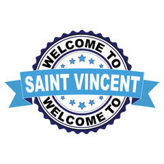 Welcome to Saint Vincent blue black rubber stamp illustration vector on white background