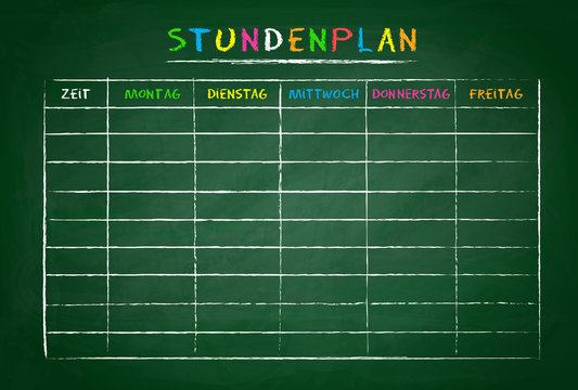 Kreidetafel mit Stundenplan