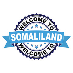 Welcome to Somaliland blue black rubber stamp illustration vector on white background