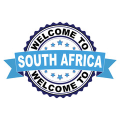 Welcome to South Africa blue black rubber stamp illustration vector on white background