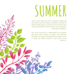 Summer Poster Template with Colorful Branches