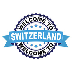 Welcome to Swaziland blue black rubber stamp illustration vector on white background
