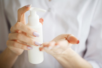 Woman Hand Cream. Close Up of Hands With Cream or Therapeutic Salve