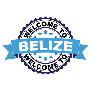 Welcome to Belize blue black rubber stamp illustration vector on white background