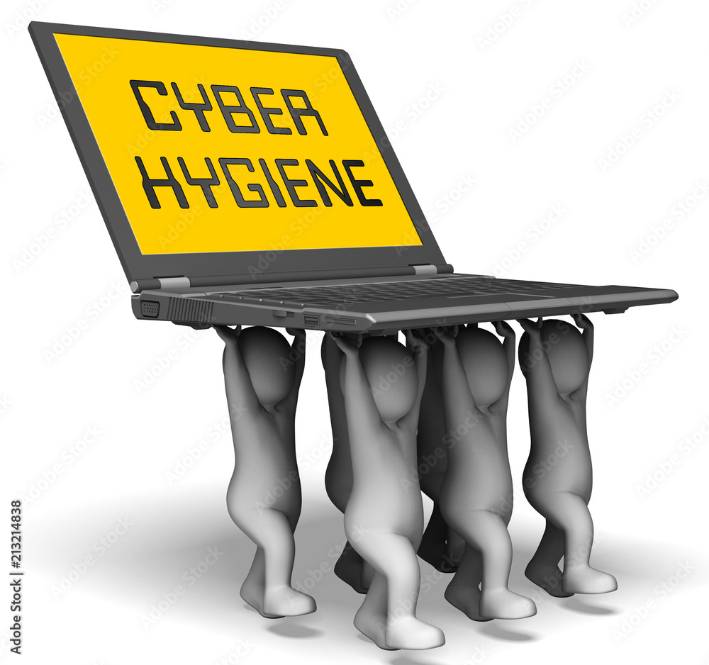 Poster cyber hygiene healthy data structure 3d rendering