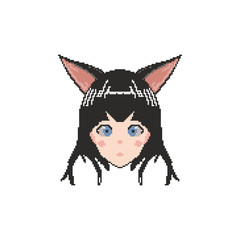 vector pixel art anime girl