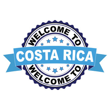 Welcome to Costa Rica blue black rubber stamp illustration vector on white background