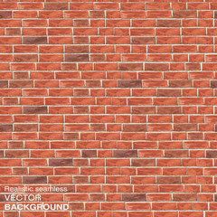 Old red brick wall. Seamless vector texture for continuous replicate