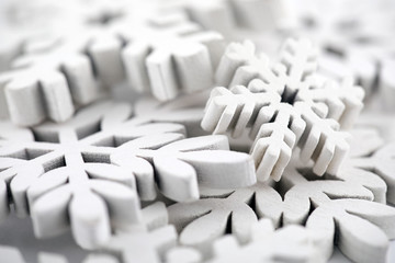 Winter background with white snowflakes