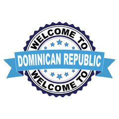 Welcome to Dominican republic blue black rubber stamp illustration vector on white background
