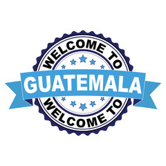 Welcome to Guatemala blue black rubber stamp illustration vector on white background