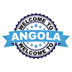 Obraz premium Welcome to Angola blue black rubber stamp illustration vector on white background