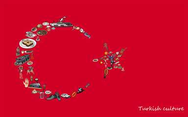 Turkish icon fot Flag to Red Background