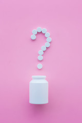 Medical Concept. Colored Pills And Capsule On Pink Background. Pharmacy Theme, Capsule Pills With Medicine Antibiotic in Packages