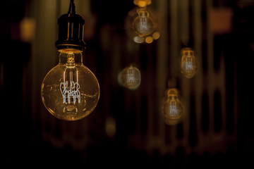 Fototapeta na wymiar Lamps with warm light, for decoration,