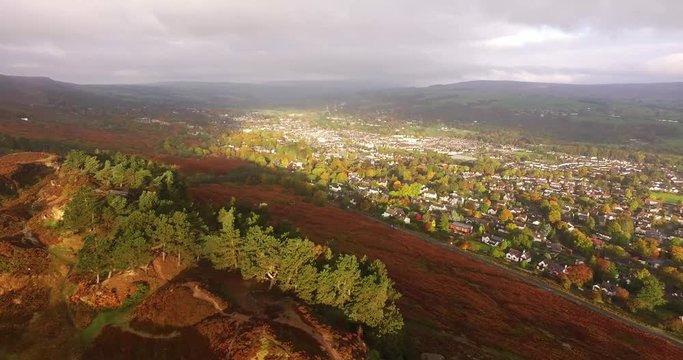 Aerial Drone Footage over Ilkley Moor Near Leeds